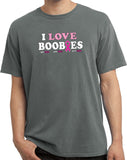 Breast Cancer Awareness I Love Boobies Pigment Dyed T-shirt - Yoga Clothing for You