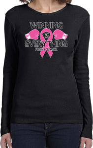 Ladies Breast Cancer T-shirt Winning is Everything Long Sleeve - Yoga Clothing for You