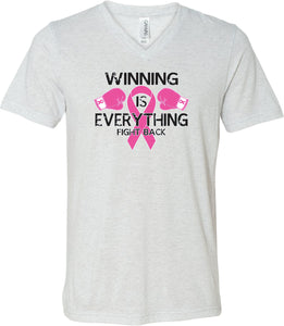 Breast Cancer T-shirt Winning is Everything Tri Blend V-Neck - Yoga Clothing for You
