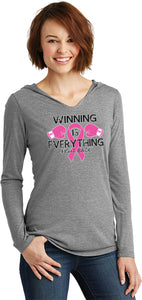 Ladies Breast Cancer Tee Winning is Everything Tri Blend Hoodie - Yoga Clothing for You
