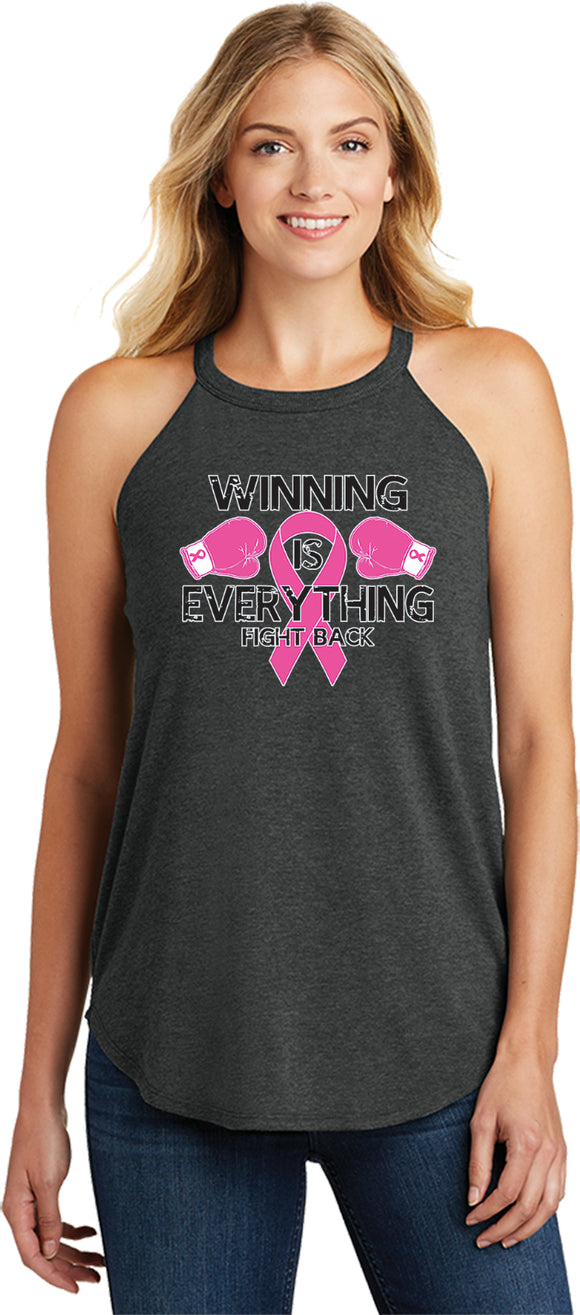 Ladies Breast Cancer Winning is Everything Tri Rocker Tank Top - Yoga Clothing for You