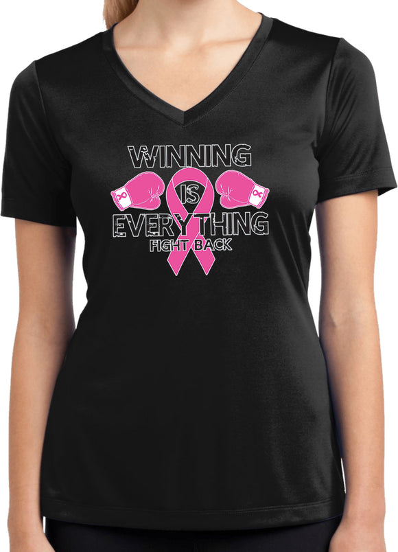 Ladies Breast Cancer Winning is Everything Dry Wicking V-Neck - Yoga Clothing for You