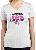 Ladies Breast Cancer Winning is Everything Dry Wicking V-Neck - Yoga Clothing for You