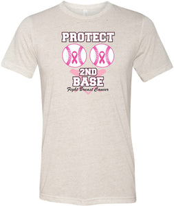 Breast Cancer T-shirt Protect Second Base Tri Blend Tee - Yoga Clothing for You