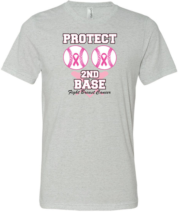 Breast Cancer T-shirt Protect Second Base Tri Blend Tee - Yoga Clothing for You