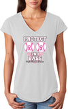 Ladies Breast Cancer T-shirt Protect Second Base Triblend V-Neck - Yoga Clothing for You