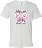 Breast Cancer T-shirt Protect Second Base Tri Blend V-Neck - Yoga Clothing for You