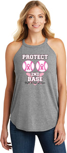 Ladies Breast Cancer Tank Top Protect Second Base TriRocker Tank - Yoga Clothing for You