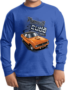 Kids Plymouth T-shirt 1970 Cuda Youth Long Sleeve - Yoga Clothing for You