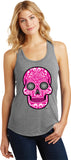 Ladies Halloween Tank Top Pink Sugar Skull Racerback - Yoga Clothing for You
