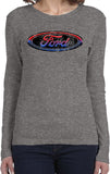 Ladies Ford Oval T-shirt Distressed Logo Long Sleeve - Yoga Clothing for You
