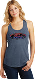 Ladies Ford Oval Tank Top Distressed Logo Racerback - Yoga Clothing for You
