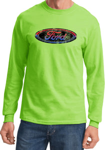 Ford Oval T-shirt Distressed Logo Long Sleeve - Yoga Clothing for You