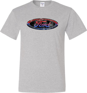 Ford Oval T-shirt Distressed Logo Tall Tee - Yoga Clothing for You