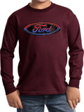 Kids Ford Oval T-shirt Distressed Logo Youth Long Sleeve - Yoga Clothing for You