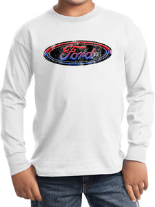 Kids Ford Oval T-shirt Distressed Logo Youth Long Sleeve - Yoga Clothing for You