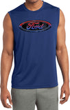 Ford Oval T-shirt Distressed Logo Sleeveless Competitor Tee - Yoga Clothing for You