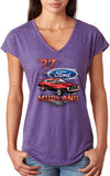 Ladies Ford T-shirt 1977 Mustang Triblend V-Neck - Yoga Clothing for You