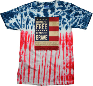 USA T-shirt Home of the Brave Patriotic Tie Dye Tee - Yoga Clothing for You