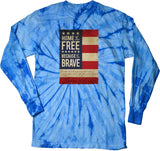USA T-shirt Home of the Brave Tie Dye Long Sleeve - Yoga Clothing for You