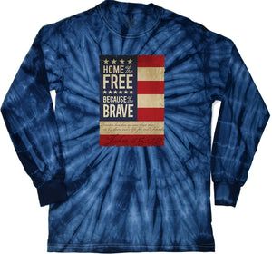 USA T-shirt Home of the Brave Tie Dye Long Sleeve - Yoga Clothing for You
