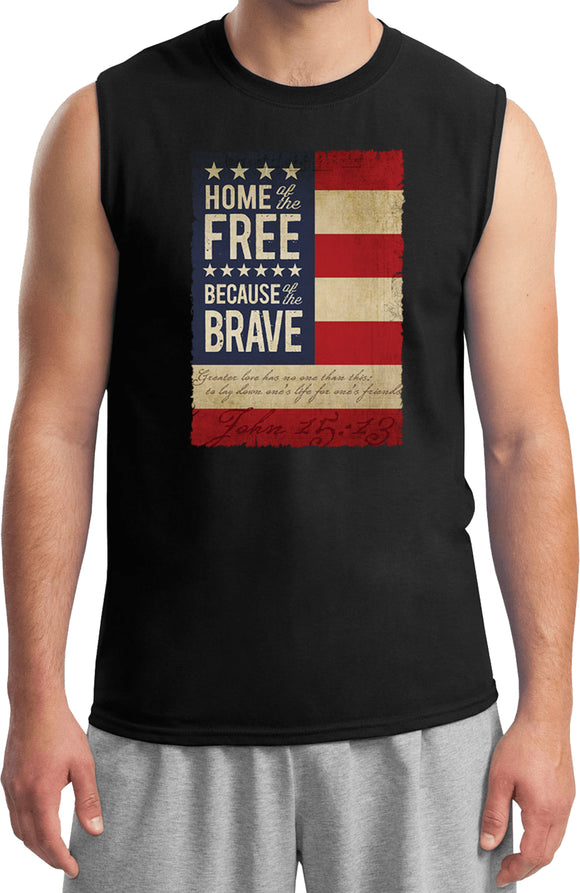 USA T-shirt Home of the Brave Muscle Tee - Yoga Clothing for You
