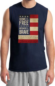 USA T-shirt Home of the Brave Muscle Tee - Yoga Clothing for You