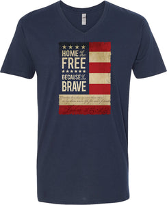 USA T-shirt Home of the Brave V-Neck - Yoga Clothing for You