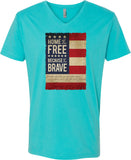 USA T-shirt Home of the Brave V-Neck - Yoga Clothing for You