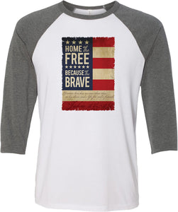 USA T-shirt Home of the Brave Raglan - Yoga Clothing for You