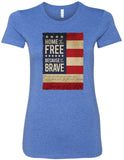 Ladies USA T-shirt Home of the Brave Longer Length Tee - Yoga Clothing for You