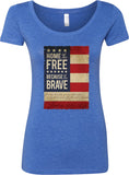 Ladies USA T-shirt Home of the Brave Scoop Neck - Yoga Clothing for You