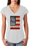 Ladies USA T-shirt Home of the Brave Triblend V-Neck - Yoga Clothing for You