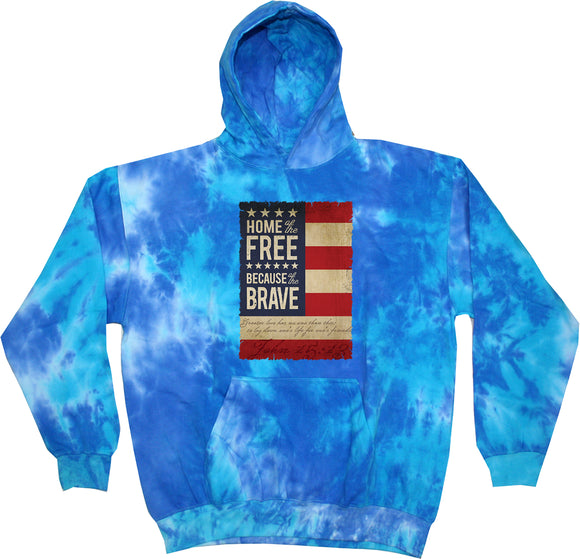 USA Hoodie Home of the Brave Tie Dye Hooded Sweatshirt - Yoga Clothing for You