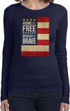 Ladies USA T-shirt Home of the Brave Long Sleeve - Yoga Clothing for You