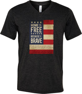 USA T-shirt Home of the Brave Tri Blend V-Neck - Yoga Clothing for You