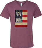 USA T-shirt Home of the Brave Tri Blend V-Neck - Yoga Clothing for You