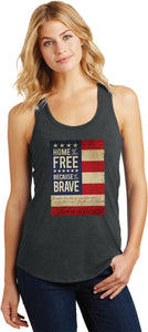Ladies USA Tank Top Home of the Brave Racerback - Yoga Clothing for You