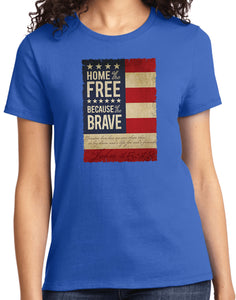 Ladies USA T-shirt Home of the Brave Tee - Yoga Clothing for You