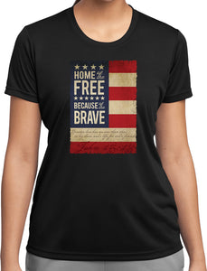 Ladies USA T-shirt Home of the Brave Moisture Wicking Tee - Yoga Clothing for You