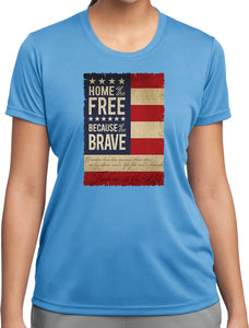 Ladies USA T-shirt Home of the Brave Moisture Wicking Tee - Yoga Clothing for You