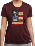 Womens USA T-shirt Home of the Brave Moisture Wicking Tee Shirt - Yoga Clothing for You