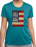 Womens USA T-shirt Home of the Brave Moisture Wicking Tee Shirt - Yoga Clothing for You