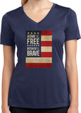 Ladies USA T-shirt Home of the Brave Moisture Wicking V-Neck - Yoga Clothing for You
