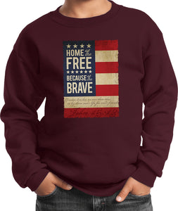 Kids USA Sweatshirt Home of the Brave Youth Sweat Shirt - Yoga Clothing for You