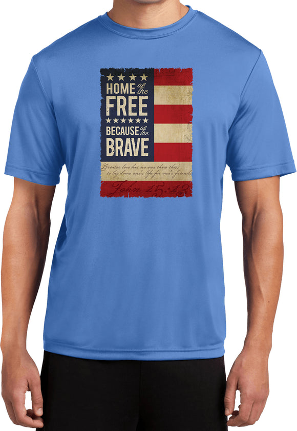 USA T-shirt Home of the Brave Moisture Wicking Tee - Yoga Clothing for You