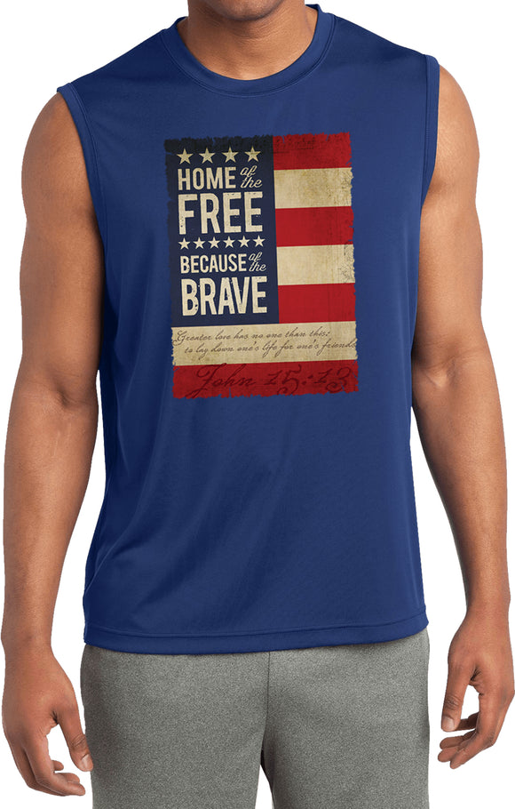 USA T-shirt Home of the Brave Sleeveless Competitor Tee - Yoga Clothing for You