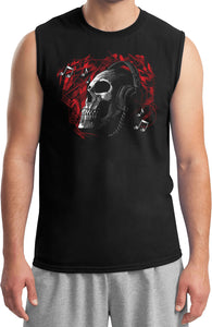 Skull T-shirt Headphones Muscle Tee - Yoga Clothing for You