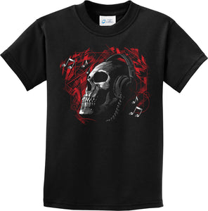 Kids Skull T-shirt Headphones Youth Tee - Yoga Clothing for You