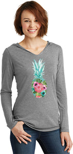 Floral Pineapple Ladies Lightweight Hoodie - Yoga Clothing for You
